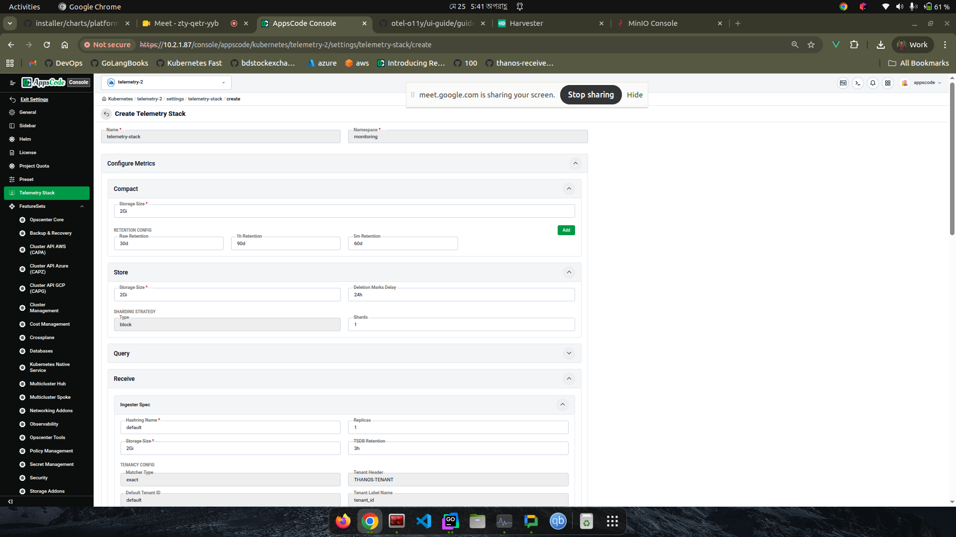 Create TelemetryStack — Metrics configuration