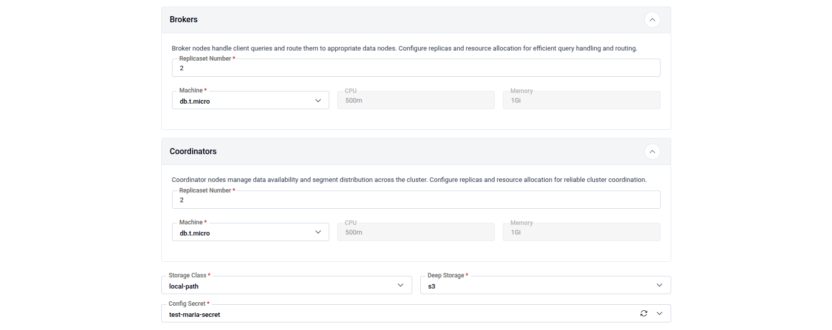 Druid topology showing Coordinators and Brokers panels