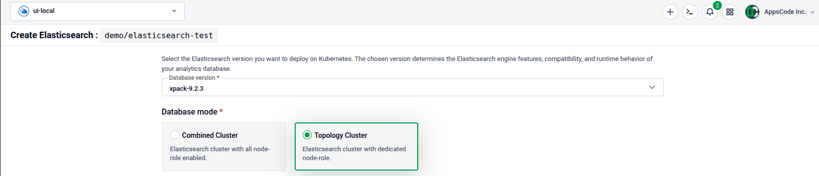 Topology mode selected showing Master, Data, and Ingest node panels