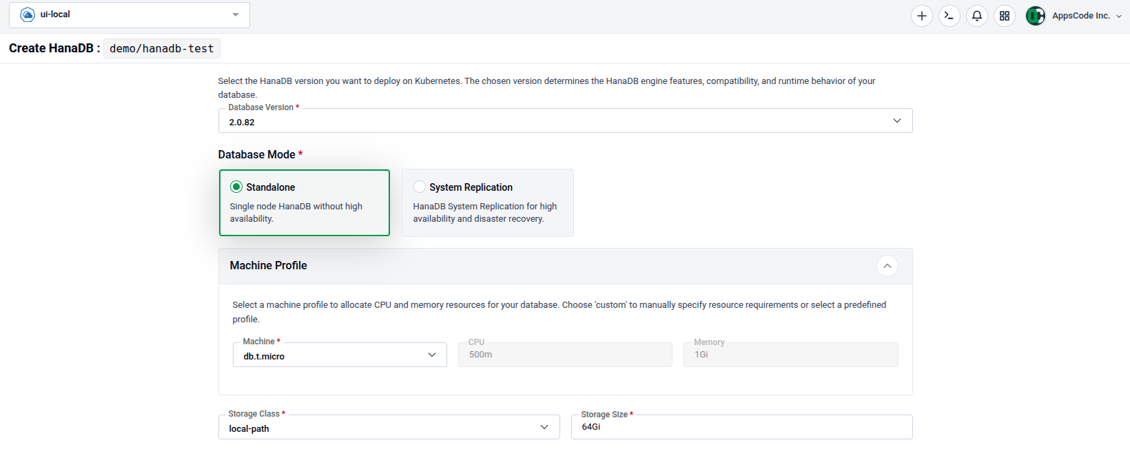 SystemReplication mode selected showing replication configuration