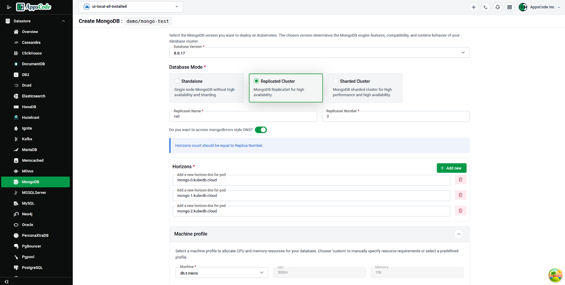 mongodb+srv style DNS toggle with SRV DNS Endpoints inputs