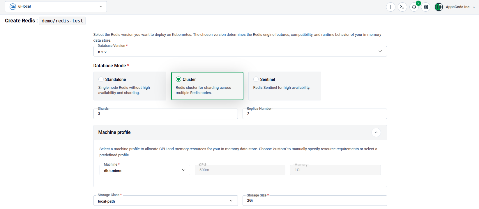 Cluster and Sentinel mode options